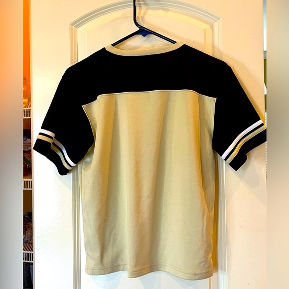 NFL NEW ORLEANS SAINTS shorts sleeve, V-neck shirt Large 10/12 Black & Gold - Picture 2 of 9